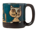 Mara Stoneware Teal Cats Kittens Kitties 16 oz. Handcrafted Mug