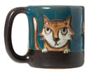 Mara Stoneware Teal Cats Kittens Kitties 16 oz. Handcrafted Mug