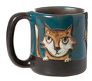 Mara Stoneware Teal Cats Kittens Kitties 16 oz. Handcrafted Mug