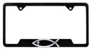 Christian Fish Cross Black Open License Plate Frame - Open Black/Cross