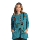 Jess & Jane Women's Coloring Mineral Washed Patch Pocket Cotton Tunic - X-Large, Botany Jet Teal