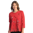 Jess & Jane Women's Mineral Washed French Terry Top M51 (Medium, Together Scarlet Red)