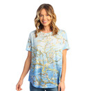 Jess & Jane Burnout Short-Sleeve Top AJ4 (Large, Almond)