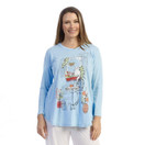 Jess & Jane Women's Mineral Washed Cotton 3/4 Sleeve Tunic Top - Medium, Terrace Ice Blue