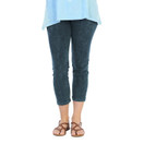 Jess & Jane Women's Mineral Washed Cotton Legging Capri - 1X, Sapphire Blue