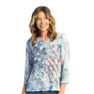 Jess & Jane Burnout Hi-Low Tunic Top AJ3 (3X, American Vintage)