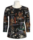 Jess & Jane Women's Paseo Cotton Tee Shirt Top - 3X, Black
