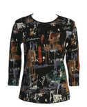 Jess & Jane Women's Paseo Cotton Tee Shirt Top - 1X, Black