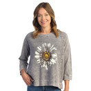 Jess & Jane Women's Mineral Washed French Terry Top M51 (Large, Daisy Day Midnight)