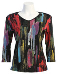 Jess & Jane Women's Cascade Cotton Tee Shirt Top - 3X, Black