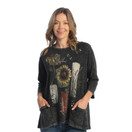 Jess & Jane Women's Coloring Mineral Washed Patch Pocket Cotton Tunic - 1X, Collage Black