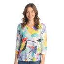 Jess & Jane Print V-Neck Burnout Sublimation Top 45 (X-Large, Kaia)