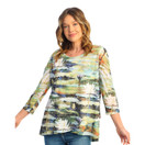 Jess & Jane Burnout Tunic with Mesh Contrast - 2X, Lily Pond