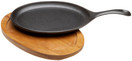 Fajita Plate Set - Pre-seasoned Cast Iron Fajita Pan with Wooden Tray & Hot Mitt by Old Mountain