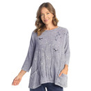 Jess & Jane Mineral Washed Gauze Tunic w/ Pockets M103 (1X, Prairie Vintage Blue)