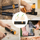 Fiskars XSharp Axe and Knife Sharpener, Ceramic sharpening stone/Fiberglass reinforced plastic case, Black/Orange - 1000601 (Axe And knife, 16.5 x 3.5 x 3.7 cm)