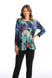 Jess & Jane Women's Morning Glory French Brushed Knit Patch Pocket Tunic - X-Large, Multi-color