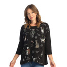 Jess & Jane Women's Coloring Mineral Washed Patch Pocket Cotton Tunic - 2X, Meow Christmas Black