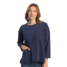 Jess & Jane Mineral Washed Drop Shoulder Top - 1X, Denim