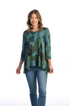 Jess & Jane Women's Doodles Slinky Knit High Low Tunic Top - 3X, Multi-color