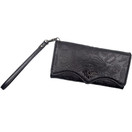 Kreepsville 666 Gothic Embossed Skull Death Bat Trifold Women's Wristlet WalletM, Black