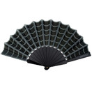Gothic Scallop Fabric Hand Fan Spiderweb Folding Fan - Black