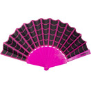 Gothic Scallop Fabric Hand Fan Spiderweb Folding Fan - Pink