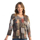 Jess & Jane Burnout Hi-Low Tunic Top AJ3 (3X, Contigo)