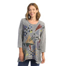 Jess & Jane Print Wavy Contrast Mineral Washed Tunic M55 (2X, Pop Art Midnight)