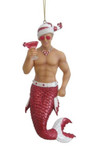 December Diamonds Candy Cane Merman with Drink Christmas Ornament 5590718