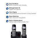 Panasonic DECT 6.0 Expandable Cordless Phone System with Answering Machine and Call Blocking - 2 Handsets - KX-TGE432B (Black) - 2 Handsets, Easy Use