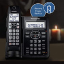 Panasonic Cordless Phone System with Answering Machine, One-Touch Call Block, Enhanced Noise Reduction, Talking Caller ID and Intercom Voice Paging - 4 Handsets - KX-TGF544B (Black, 4 Handsets, Dual Keypad)