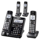 Panasonic Cordless Phone System with Answering Machine, One-Touch Call Block, Enhanced Noise Reduction, Talking Caller ID and Intercom Voice Paging - 4 Handsets - KX-TGF544B (Black, 4 Handsets, Dual Keypad)