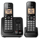 Panasonic Expandable Cordless Phone System with Answering Machine, Amber Backlit Display and Call Block - 2 Handsets – KX-TGC362B (Black)