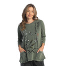 Jess & Jane Women's Coloring Mineral Washed Patch Pocket Cotton Tunic, Curiousity Olive