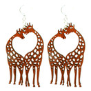 Green Tree"Giraffe" Renewable Natural Wood Earrings - cinnamon