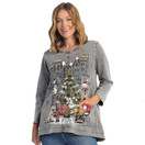 Jess & Jane Mineral Washed Medium Weight Tunic M88 (3X, Dogs of Christmas Midnight)