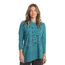 Jess & Jane Women's Mineral Washed Cotton Dolman Sleeve Cotton Tunic - Campo Jet Teal