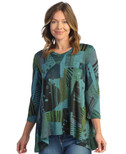 Jess & Jane Women's Doodles Slinky Knit High Low Tunic Top (Multi-color)