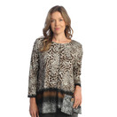 Jess & Jane Knit Tunic Top with Patch Pocket and Button Safari 