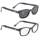 2 Pairs of Pacific Coast Sunglasses X-KD's Biker Sunglasses Black Frames with Clear & Smoke Lenses for Day & Night Protection