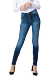 Kan Can Women's High Rise Button Fly Distressed Super Skinny Jeans | 28, 7113m