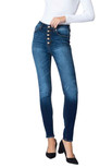 Kan Can Women's High Rise Button Fly Distressed Super Skinny Jeans | 28, 7113m