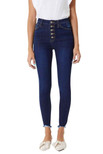 Kan Can Women's High Rise Button Fly Distressed Super Skinny Jeans | 26, 7273d