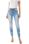 Kan Can Women's High Rise Button Fly Distressed Super Skinny Jeans | 27, 7310l