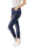 Kan Can Women's High Rise Button Fly Distressed Super Skinny Jeans | 31, 6192d