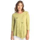 Jess & Jane Light French Terry Asymmetric Tunic LT3 (Large, Prairie Citrus Green)