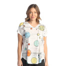 Jess & Jane Pop Art Dolman Cap Sleeve Top 60-1512 (Small, Journey)