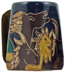 One (1) MARA STONEWARE COLLECTION - 12 Ounce Coffee Cup Collectible Square Bottom Mug - Horse Design