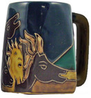 One (1) MARA STONEWARE COLLECTION - 12 Ounce Coffee Cup Collectible Square Bottom Mug - Horse Design